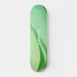 Modern Abstract Green Fluid Waves & Geometric Grap Persoonlijk Skateboard