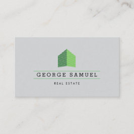 Modern Abstract Green Home Logo Realtor Ash-Black Visitekaartje