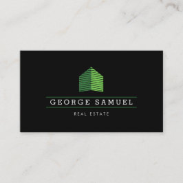 Modern Abstract Green Home Logo Realtor Black Visitekaartje