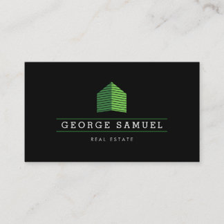 Modern Abstract Green Home Logo Realtor Black Visitekaartje