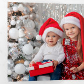 Modern Abstract Green/Red Christmas Photo Drieluik Kaart (Binnenzijde eerst)