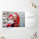 Modern Abstract Green/Red Christmas Photo Drieluik Kaart (Binnen)