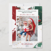 Modern Abstract Green/Red Christmas Photo Feestdagenkaart (Voorkant)