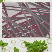 Modern Abstract grijs en Bourgogne design Theedoek (Gevouwen)