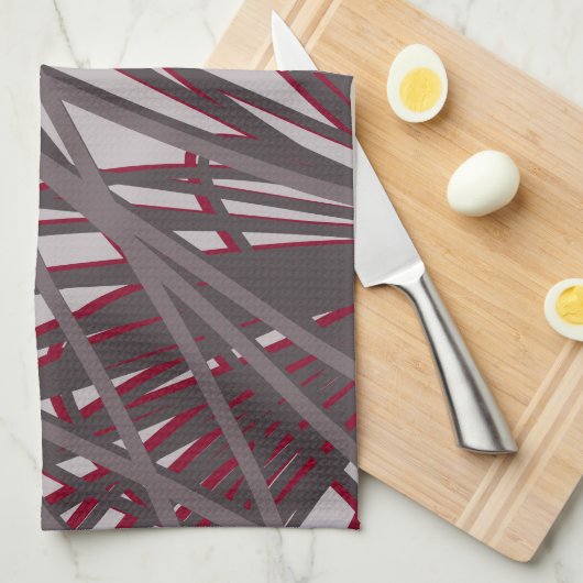 Modern Abstract grijs en Bourgogne design Theedoek (Quarter Fold)
