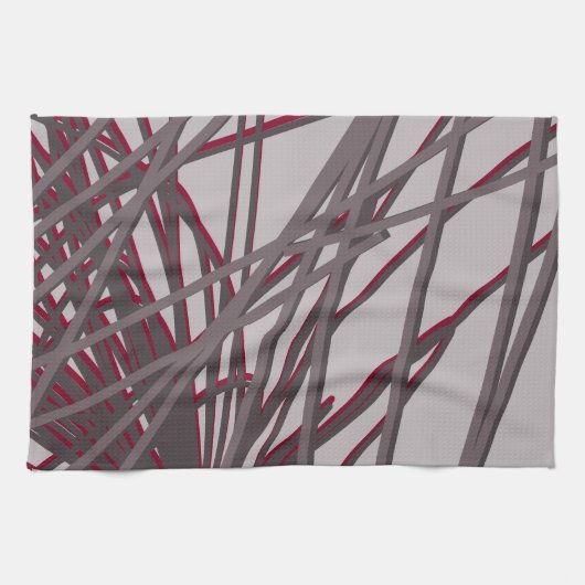 Modern Abstract grijs en Bourgogne design Theedoek (Horizontaal)