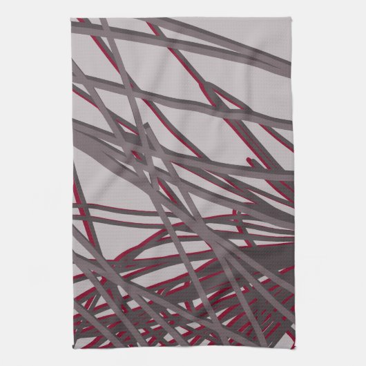 Modern Abstract grijs en Bourgogne design Theedoek (Verticaal)