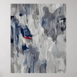 Modern Abstract grijs met rood merk Poster