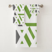 Modern, abstract, grijs, olijfgroen, wit bad handdoek (Insitu)