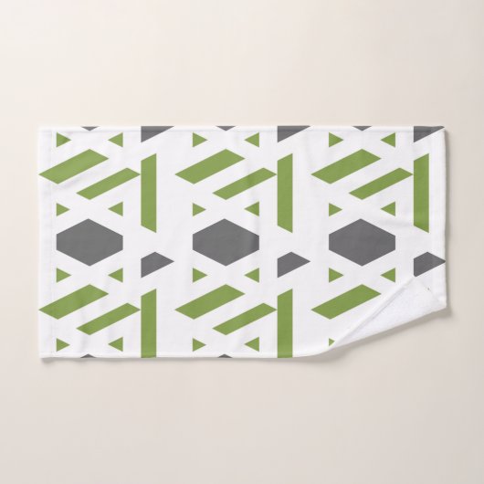 Modern, abstract, grijs, olijfgroen, wit bad handdoek (Handdoek)