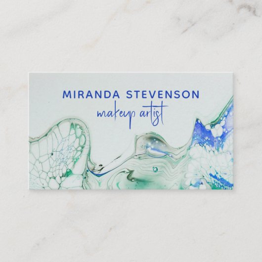 Modern Abstract Groen Blauw Acryl Giet Schilderij Visitekaartje (Voorkant)