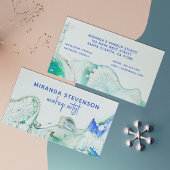 Modern Abstract Groen Blauw Acryl Giet Schilderij Visitekaartje