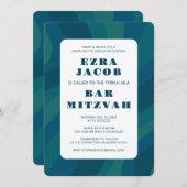 Modern Abstract Groen Blauw Custom Bar Mitzvah Kaart (Voorkant / Achterkant)