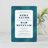 Modern Abstract Groen Blauw Custom Bar Mitzvah Kaart (Staand voorkant)