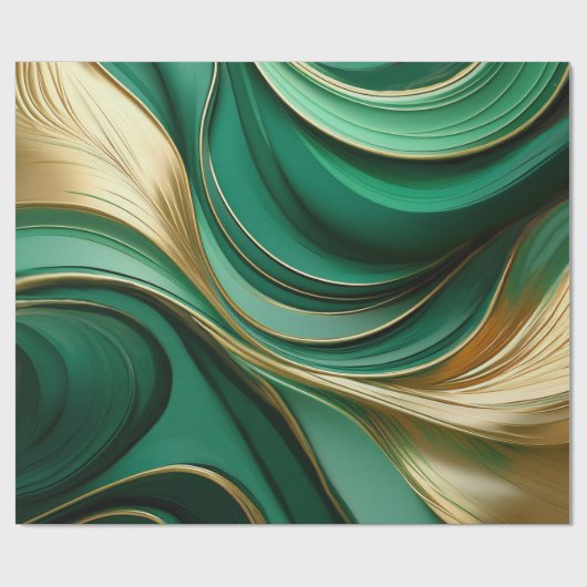 Modern Abstract groen en goud- Cadeaupapier (Vlak)