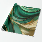 Modern Abstract groen en goud- Cadeaupapier (Uitgerold)