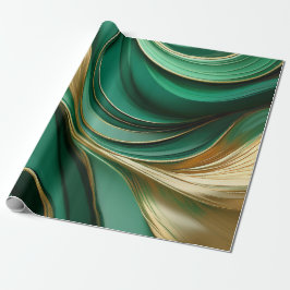Modern Abstract groen en goud- Cadeaupapier