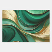 Modern Abstract groen en goud Inpakpapier Vel (Voorkant 2)