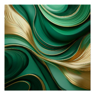 Modern Abstract groen en goud- Perfect Poster