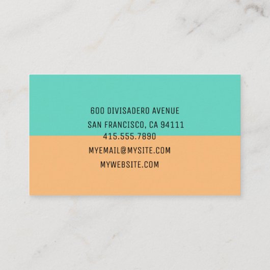 Modern Abstract Groen en Oranje Professioneel Visitekaartje (Achterkant)
