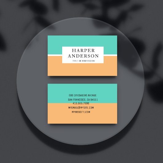Modern Abstract Groen en Oranje Professioneel Visitekaartje