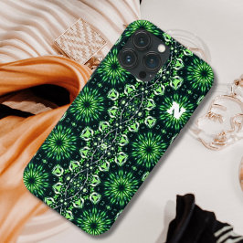 Modern Abstract Groen Fractal Art Pattern Initiaal Case-Mate iPhone Case