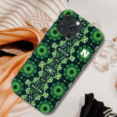 Modern Abstract Groen Fractal Art Pattern Initiaal Case-Mate iPhone Case