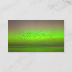 Modern Abstract groen gloed minimalistisch script Visitekaartje