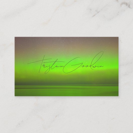 Modern Abstract groen gloed minimalistisch script Visitekaartje (Voorkant)