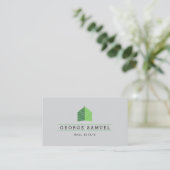 Modern Abstract Groen Huis Logo Makelaar Ash-Zwart Visitekaartje (Staand voorkant)