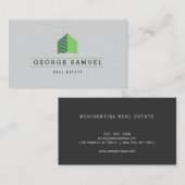 Modern Abstract Groen Huis Logo Makelaar Ash-Zwart Visitekaartje (Voorkant / Achterkant)