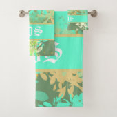 Modern Abstract groen lederen patroon Bad Handdoek (Insitu)