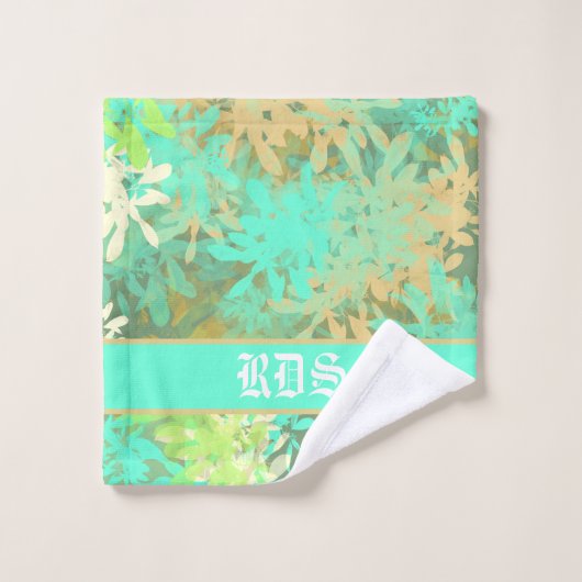 Modern Abstract groen lederen patroon Bad Handdoek (Wasdoekje)