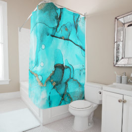 Modern Abstract Groen Turquoise Goud Douchegordijn