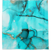 Modern Abstract Groen Turquoise Goud Douchegordijn (Voorkant)