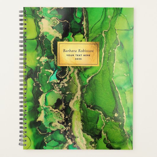 Modern Abstract Groen Zwart Goud Planner (Voorkant)