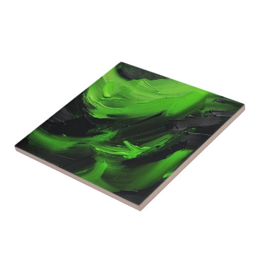 Modern Abstract groen & zwart wervelpatroon Tegeltje (Zijkant)