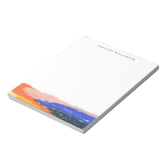 Modern Abstract Grunge Blue Oranje, speciaal aange Notitieblok (Linkerzijde)