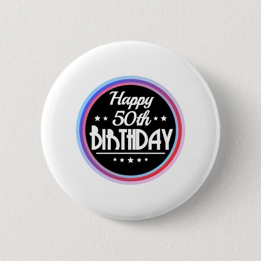 Modern Abstract Happy 50th Birthday Ronde Button 5,7 Cm (Voorkant)