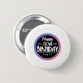 Modern Abstract Happy 50th Birthday Ronde Button 5,7 Cm (Voorkant /achterkant)