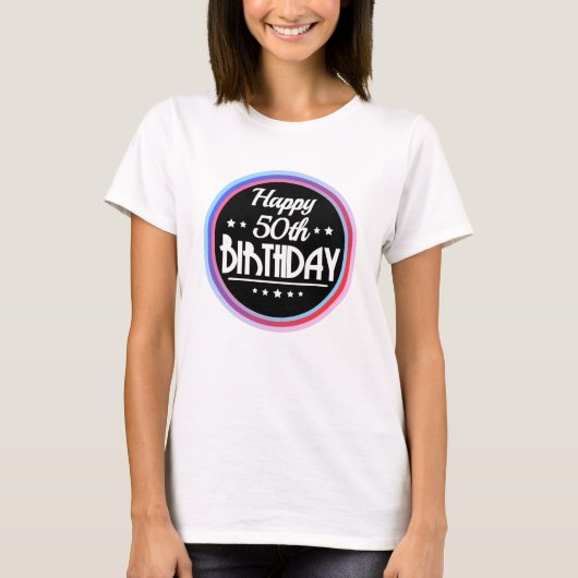 Modern Abstract Happy 50th Birthday T-shirt (Voorkant)