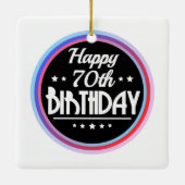 Modern Abstract Happy 70th Birthday Keramisch Ornament (Achterkant)