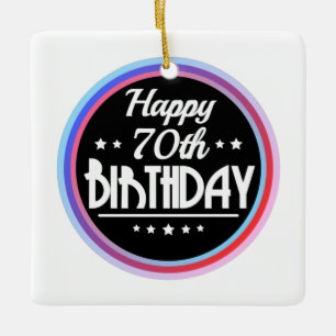 Modern Abstract Happy 70th Birthday Keramisch Ornament
