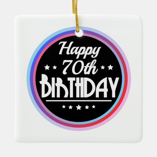 Modern Abstract Happy 70th Birthday Keramisch Ornament (Voorkant)
