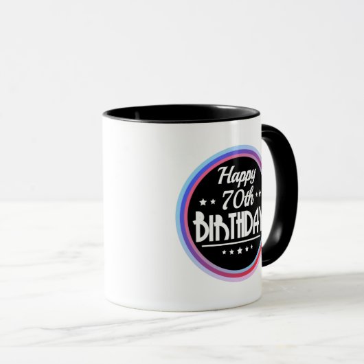 Modern Abstract Happy 70th Birthday Mok (Voorkant rechts)
