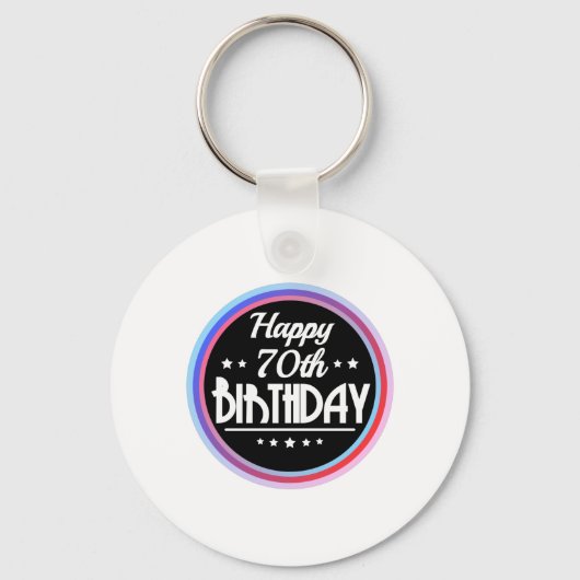 Modern Abstract Happy 70th Birthday Sleutelhanger (Voorkant)