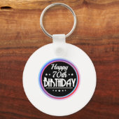 Modern Abstract Happy 70th Birthday Sleutelhanger (Voorkant)