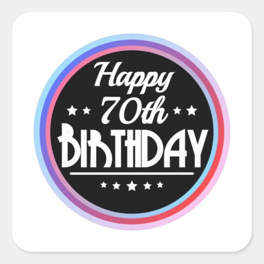 Modern Abstract Happy 70th Birthday Vierkante Sticker (Voorkant)