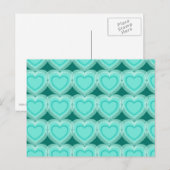 Modern Abstract hart - Aqua en Turquoise Briefkaart (Voorkant / Achterkant)