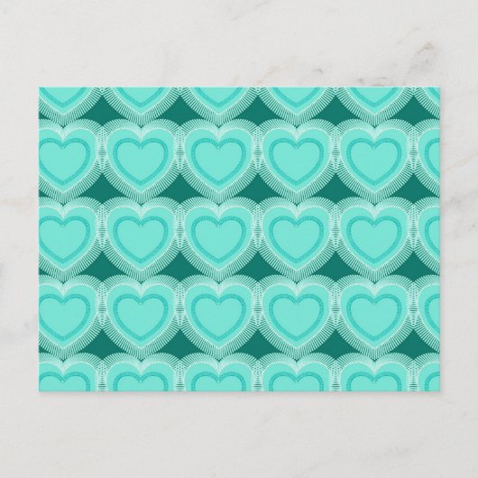 Modern Abstract hart - Aqua en Turquoise Briefkaart (Voorkant)
